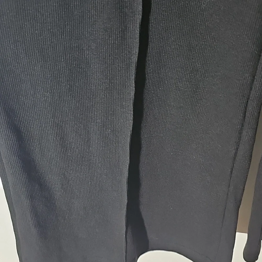 Cider Black Wide Leg Track Pants. By CIDER. With Ribbed‎ Texture. Sz Meduim. Tie